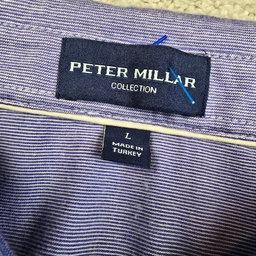 Peter Millar collection Polo Purple Masters Size Large L Modal Stripe Golf USA - Picture 4 of 7